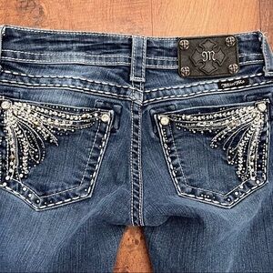 Miss me Womens straight embellished blue jeans 26 waist JE5651TR pockets